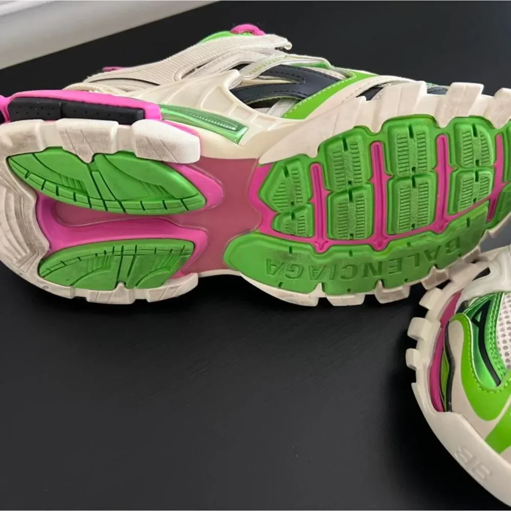 Balenciaga Women's Pink and Green Track 2.0